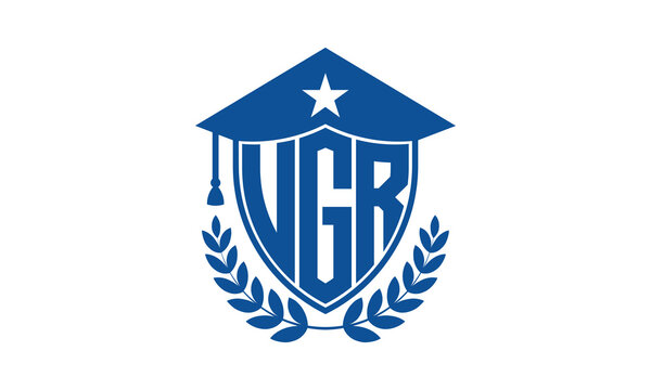 UGR three letter iconic academic logo design vector template. monogram, abstract, school, college, university, graduation cap symbol logo, shield, model, institute, educational, coaching canter, tech