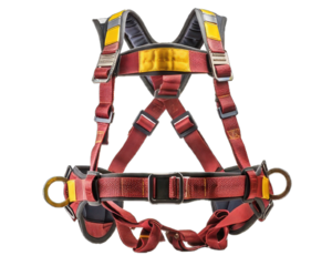 Safety harness png transparent photo.  Isolated safety Harness yellow color accessories   