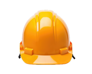 Yellow safety helmet Construction Worker Hard hat isolated  png background. 