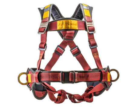 Safety harness png transparent photo.  Isolated safety Harness yellow color accessories   