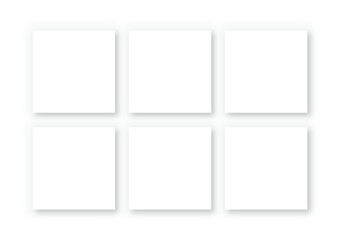 四角形の白い影のついたカードを含む図形の抽象的な背景。図形のレイアウトパターン。
