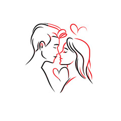 Outline graphic of love couple isolated background symbol