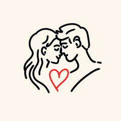 Outline graphic of love couple isolated background symbol