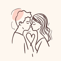 Outline graphic of love couple isolated background symbol