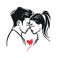 Outline graphic of love couple isolated background symbol