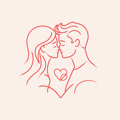 Outline graphic of love couple isolated background symbol