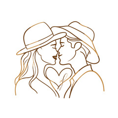 Outline graphic of love couple isolated background symbol