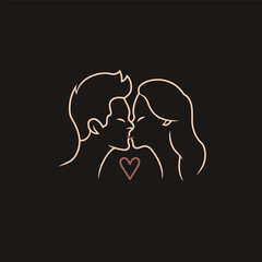 Outline graphic of love couple isolated background symbol