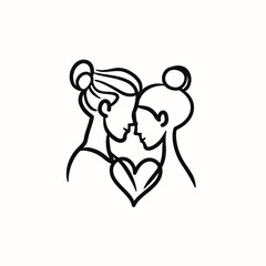 Outline graphic of love couple isolated background symbol