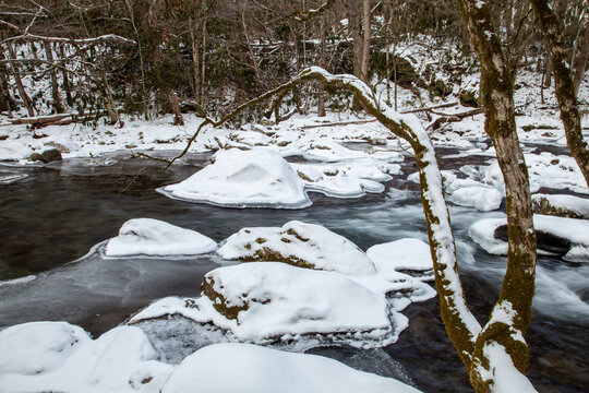Ice and Snow on Little River in the Great Smoky Mountains