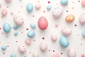 Fototapeta na wymiar Minimalistic easter background. Created by Generative AI. Easter eggs on white background