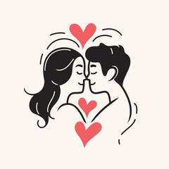 Outline graphic of love couple isolated background symbol