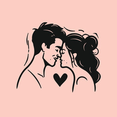 Outline graphic of love couple isolated background symbol