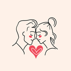 Outline graphic of love couple isolated background symbol