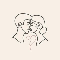 Outline graphic of love couple isolated background symbol