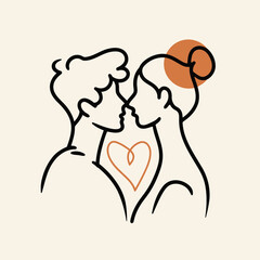 Outline graphic of love couple isolated background symbol
