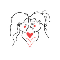 Outline graphic of love couple isolated background symbol