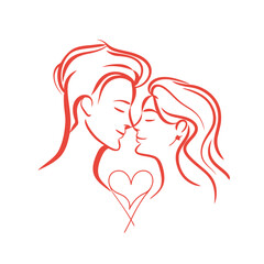Outline graphic of love couple isolated background symbol