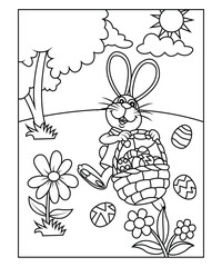 funny easter coloring page for kids