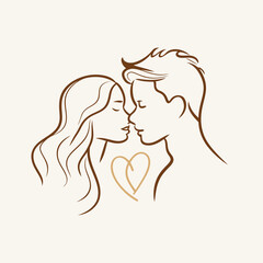 Outline graphic of love couple isolated background symbol