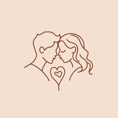 Outline graphic of love couple isolated background symbol