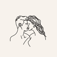 Outline graphic of love couple isolated background symbol