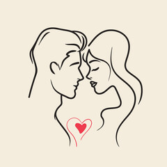 Outline graphic of love couple isolated background symbol