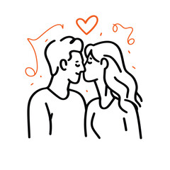 Fototapeta premium Outline graphic of love couple isolated background symbol