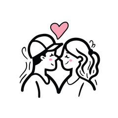 Outline graphic of love couple isolated background symbol