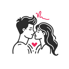 Outline graphic of love couple isolated background symbol