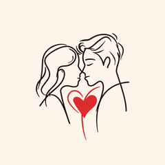 Outline graphic of love couple isolated background symbol