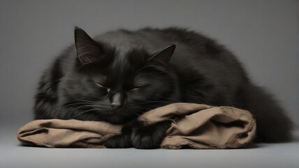 black cat sleeping with isolated background