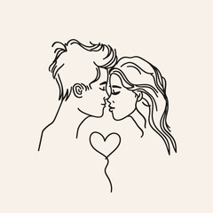 Outline graphic of love couple isolated background symbol