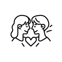 Outline graphic of love couple isolated background symbol