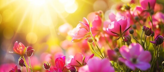 Obraz premium Bright flowers blossoming in the spring sun.