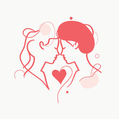 Outline graphic of love couple isolated background symbol