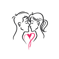 Outline graphic of love couple isolated background symbol