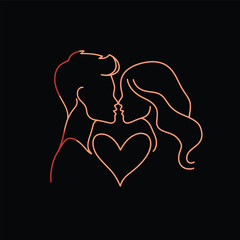 Outline graphic of love couple isolated background symbol