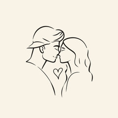 Outline graphic of love couple isolated background symbol