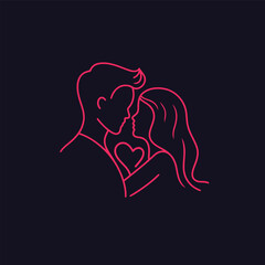 Outline graphic of love couple isolated background symbol