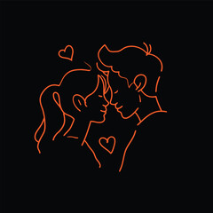 Outline graphic of love couple isolated background symbol