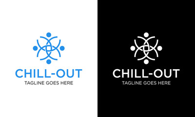 Creative linear four round unity people care logo icon vector template