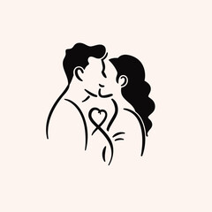Outline graphic of love couple isolated background symbol