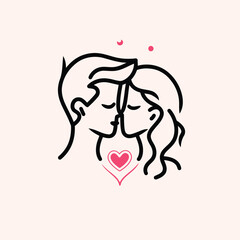 Outline graphic of love couple isolated background symbol