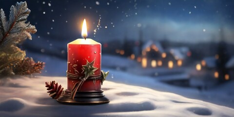 christmas candle in the snow