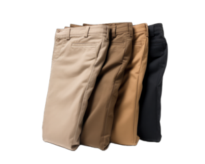 A photo of a men clothing Khaki pants isolated on white png transparent background