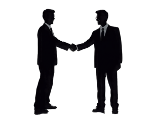 Handshake silhouette transparent background . Business man partnership white background