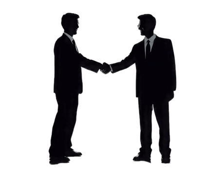 Handshake  silhouette transparent background . Business man partnership white background 