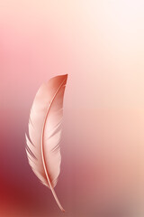 Beautiful feathers on light pink background. Generative AI.  F002