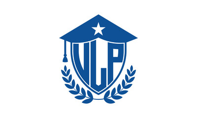 ULP three letter iconic academic logo design vector template. monogram, abstract, school, college, university, graduation cap symbol logo, shield, model, institute, educational, coaching canter, tech